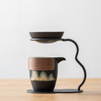 Black Pottery Tea Strainer With Fair Cup