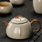 Yellow Ruyao Chinese Tea Set With Black Stone Tea Tray