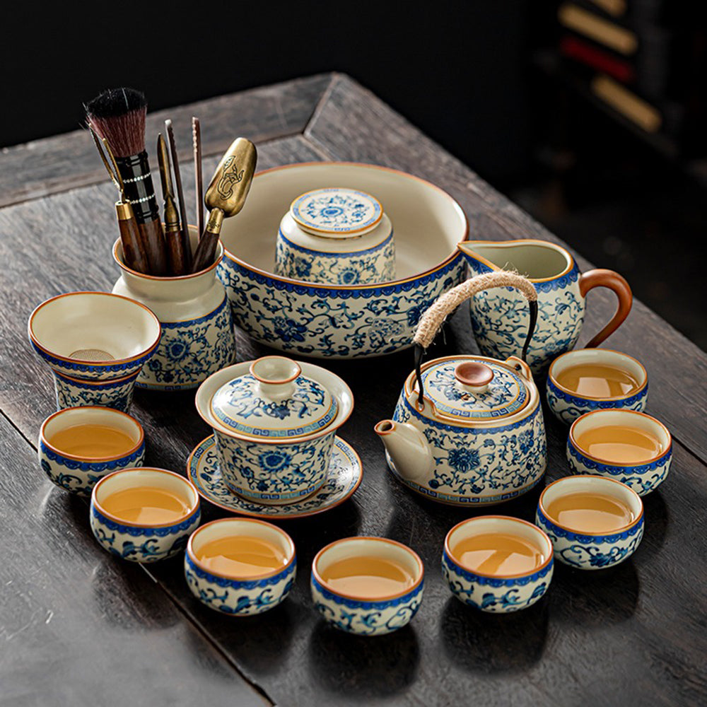青花汝窑功夫茶具套装