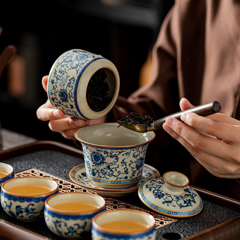 青花汝窑功夫茶具套装