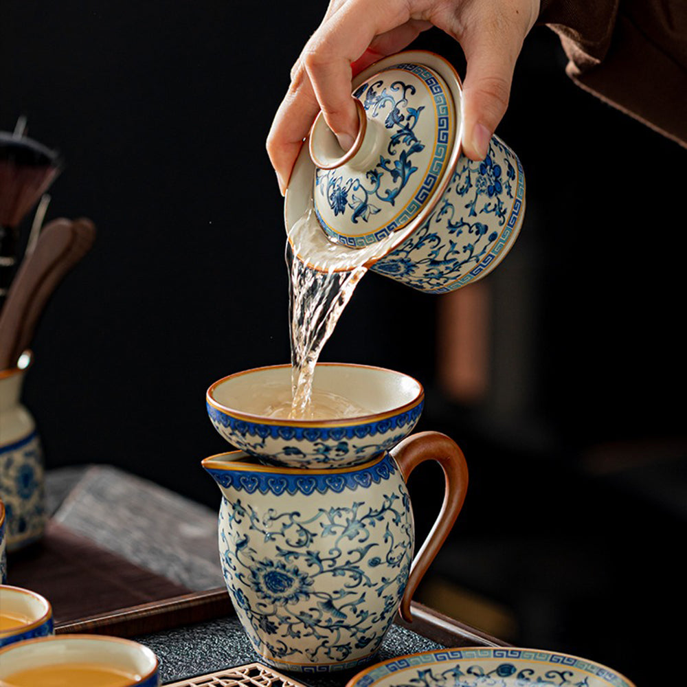 青花汝窑功夫茶具套装