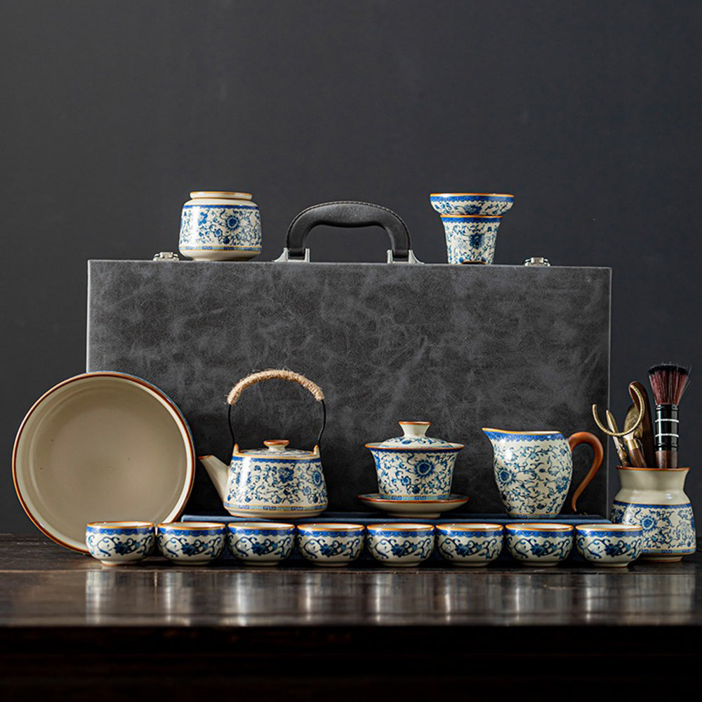 青花汝窑功夫茶具套装