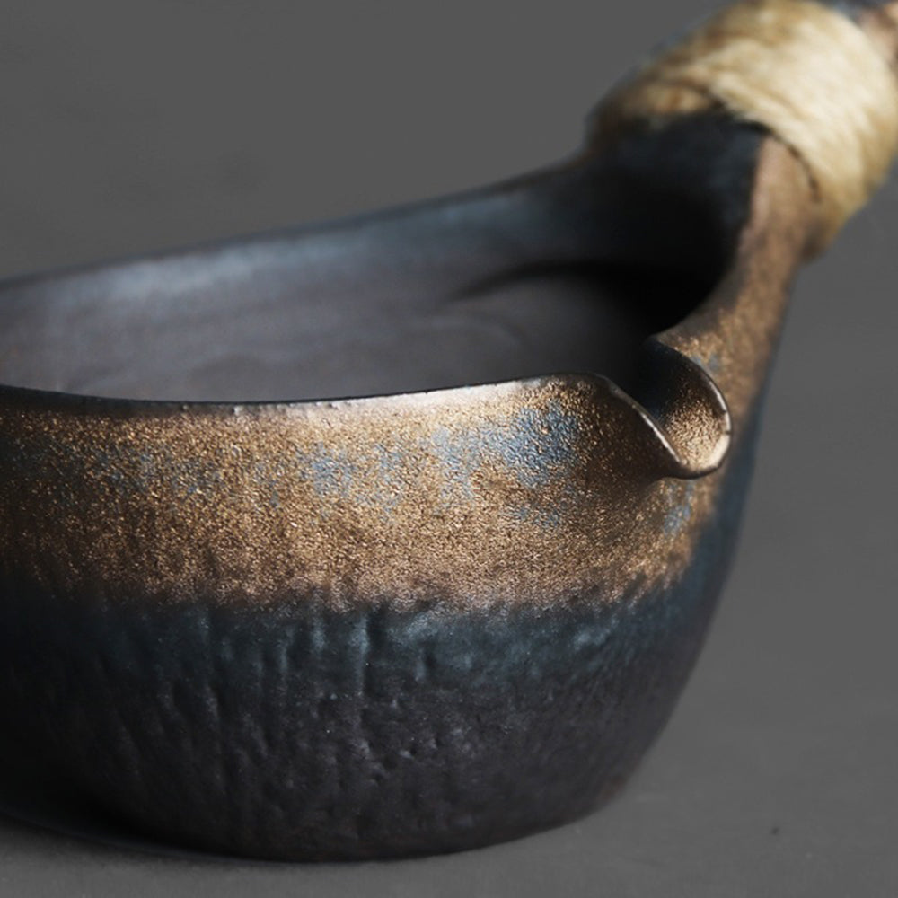 Japanese Coarse Pottery Side Handle Fair Cup