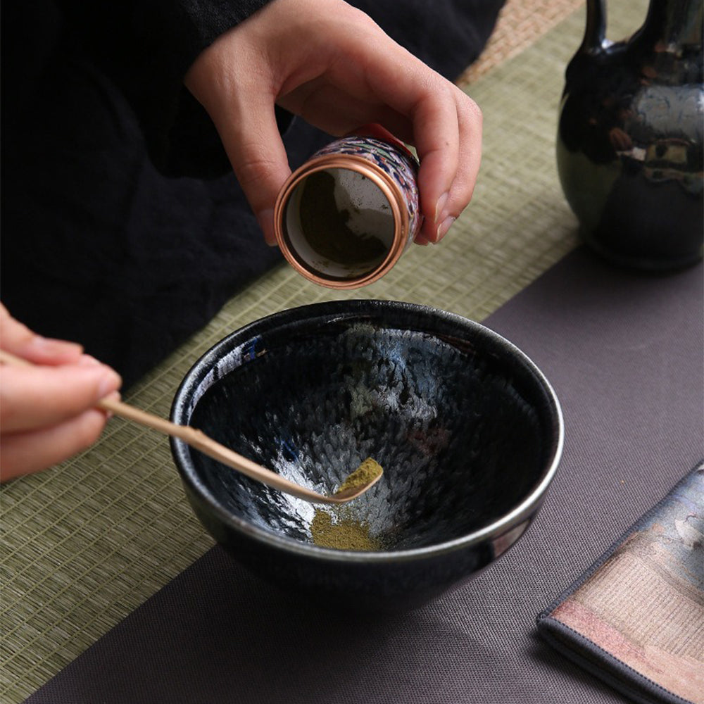 Tenmoku Matcha Green Japanese Tea Set With Travel Bag