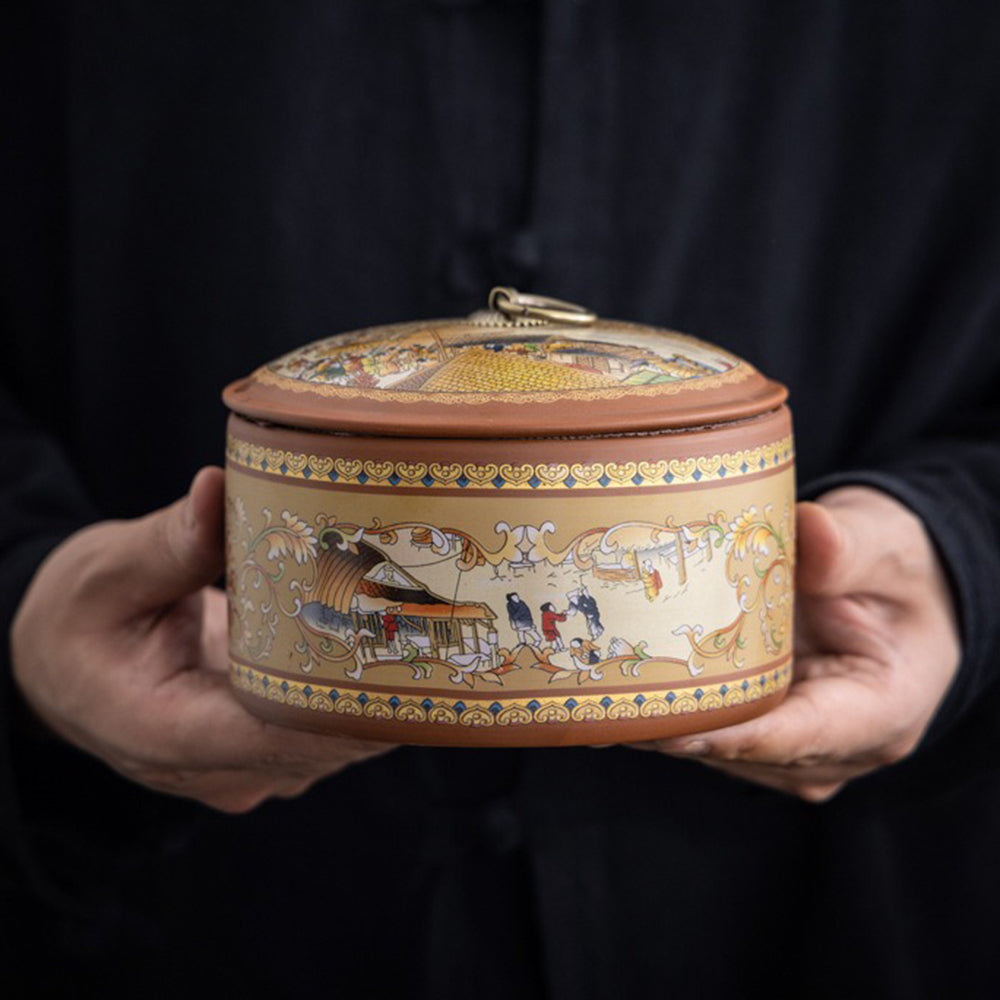 Riverside Scene at Qingming Festival Tea Caddies Set