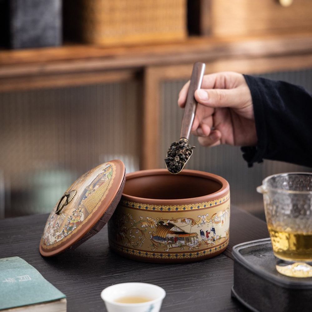 Riverside Scene at Qingming Festival Tea Caddies Set