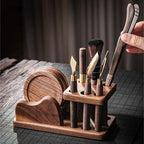 Walnut Tea Utensils Set With Coaster