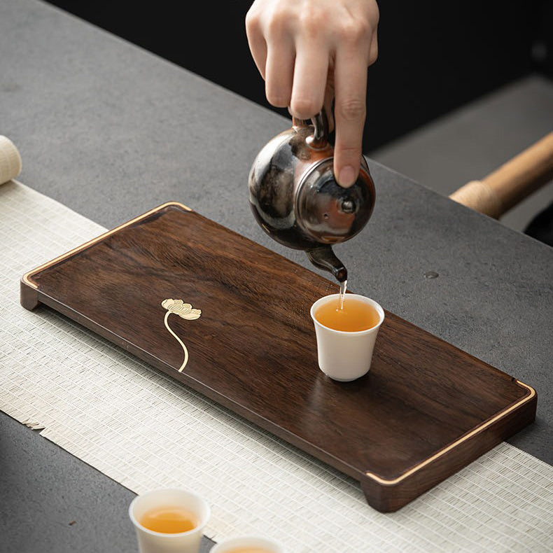 乌木银莲小茶盘