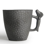 Coarse Pottery Japanese Tea Cup With Dog Handle