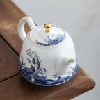 描金边中式海浪茶壶