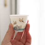 Ceramic Sulet-jade Red-crowned Crane Chinese Tea Set