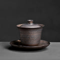 Rustic Pottery Gaiwan – Bronze Gold Glaze, Traditional Chinese Style, 180ml