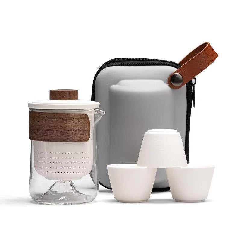 Porcelain Travel Tea Set – Portable Gongfu Set with Glass-Like Glaze, White