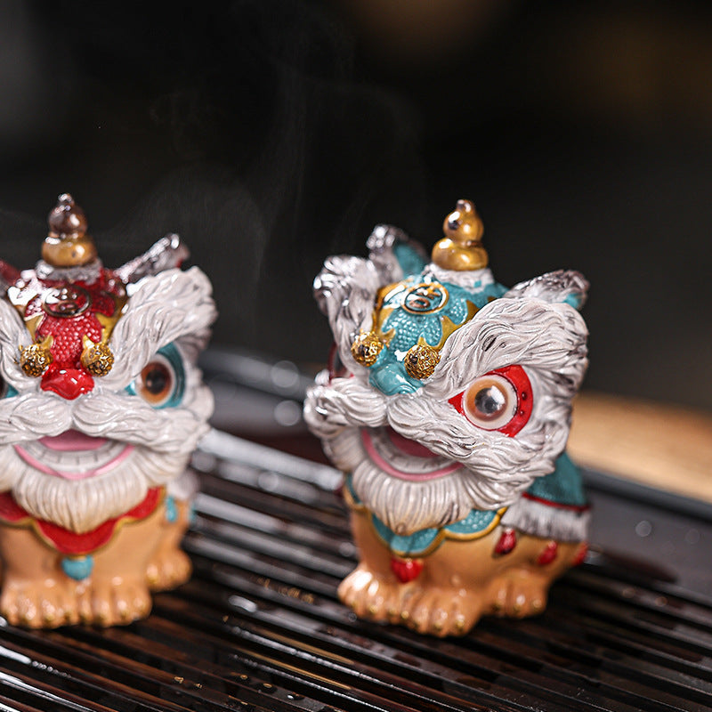Color-Changing Lion Dance Tea Pet – Pair in Gift Box, Guochao Style