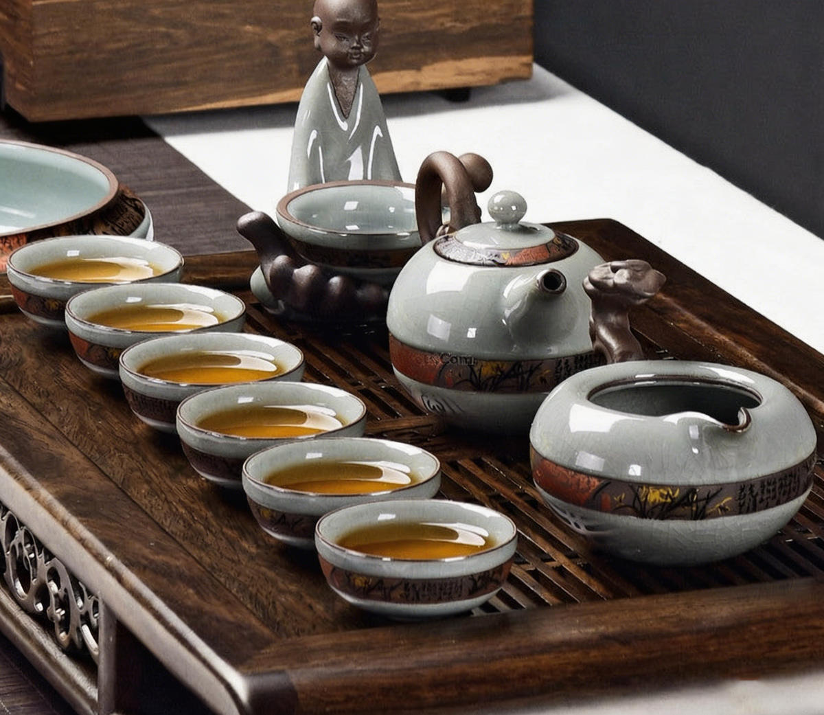 龙珠冰裂汝窑茶具