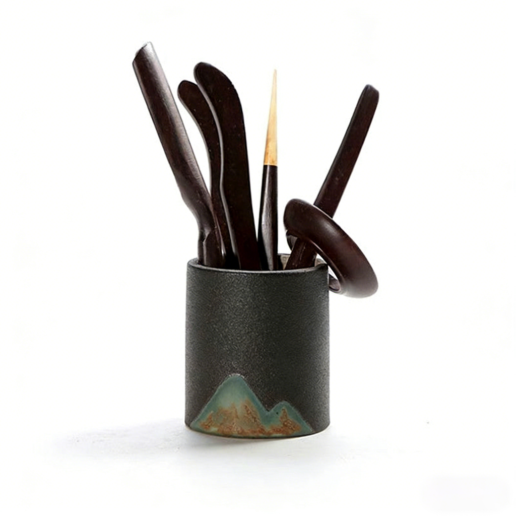 Japanese Zen Black Ceramic Tea Set