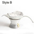 Leaf Tin Tea Strainer With Holder