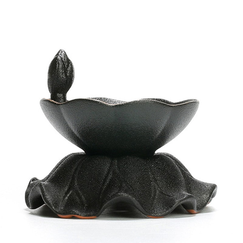 复古粗陶茶滤带滤托