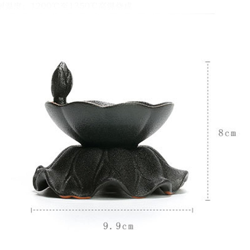 复古粗陶茶滤带滤托