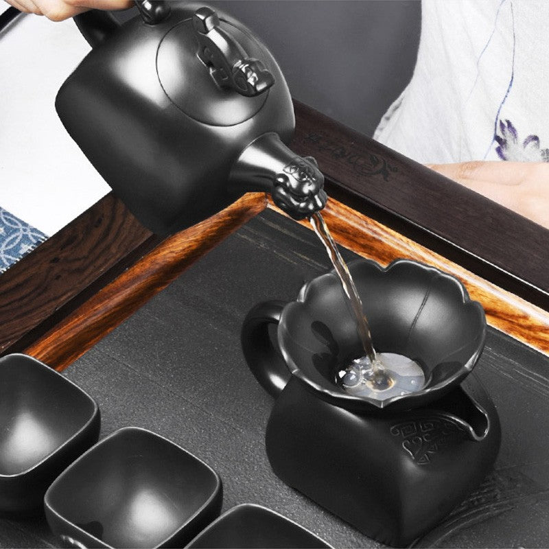 黑陶莲花茶漏