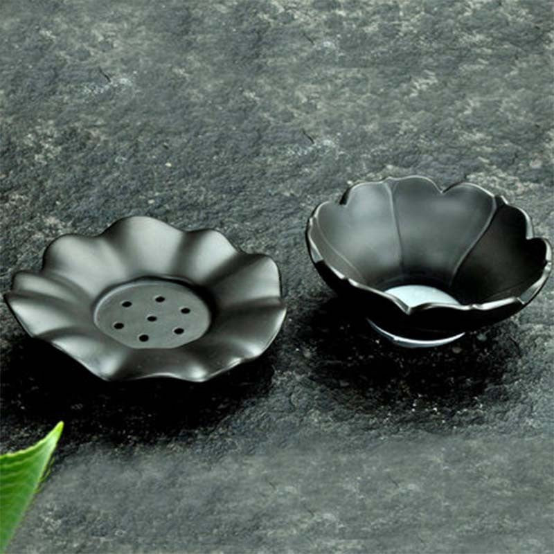 黑陶莲花茶漏