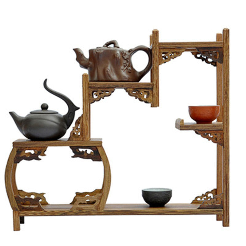 鸡翅木茶具架