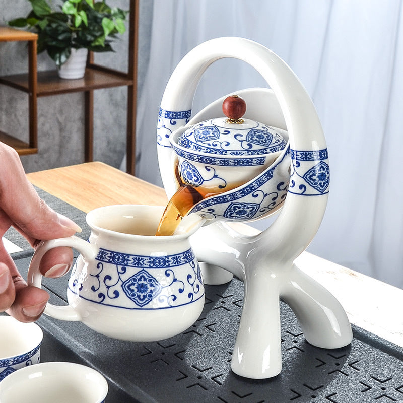 Blue and White Porcelain Tea Set – Semi-Automatic Gongfu Set