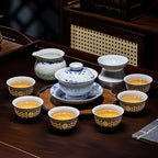 Jingdezhen Blue-and-White Linglong Chinese Tea Set – 8-Piece Gift Box