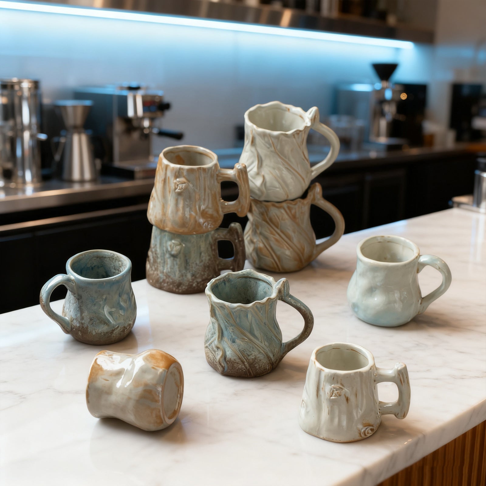 Hand-Pinched Ceramic Modern Tea Cup – Kiln-Changed Brown Glaze, 200ml, Rustic Style