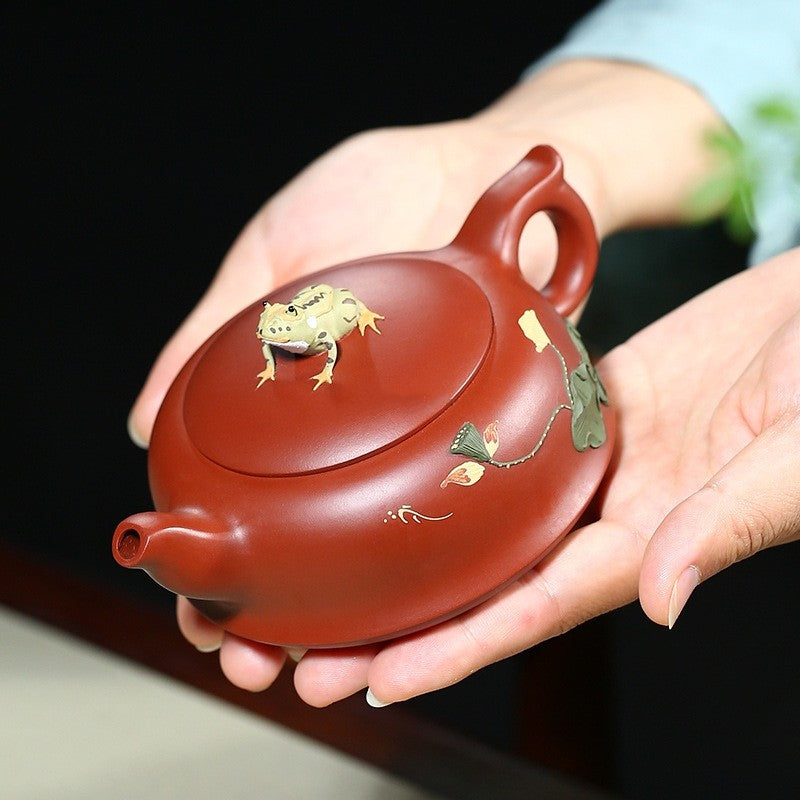 Handmade Yixing Red Clay Lotus Tea Set