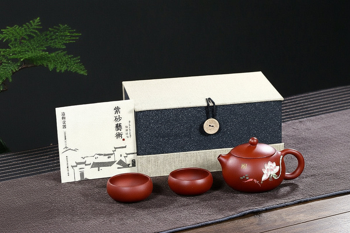 宜兴红泥莲子西施壶茶具
