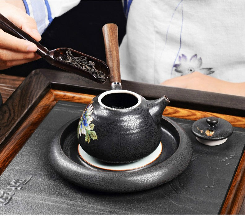 Iron Style Tea Set With Ebony Tea Tray