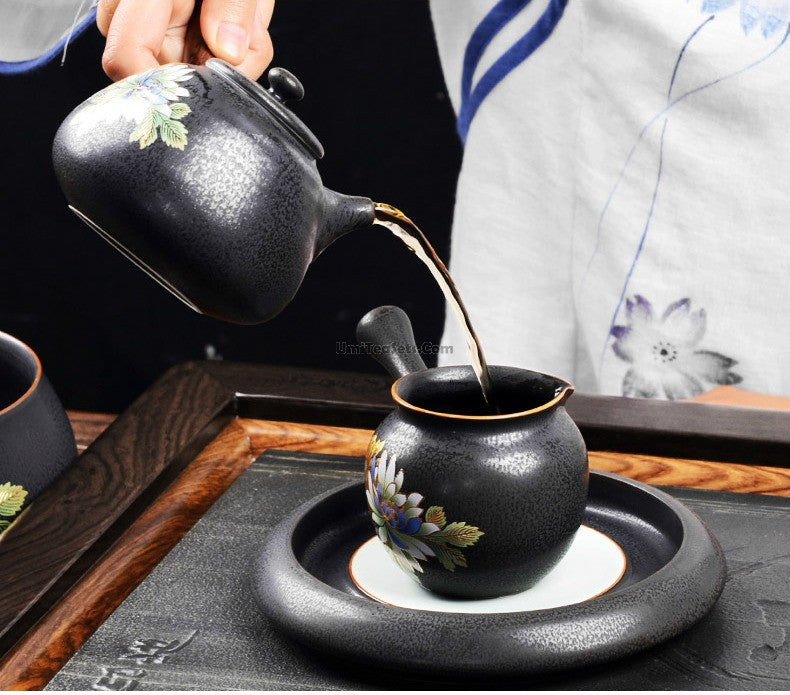 Iron Style Tea Set With Ebony Tea Tray