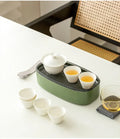 Portable Gongfu Tea Set for Travel – 6 Cups White Porcelain Tea Kit with Storage Case