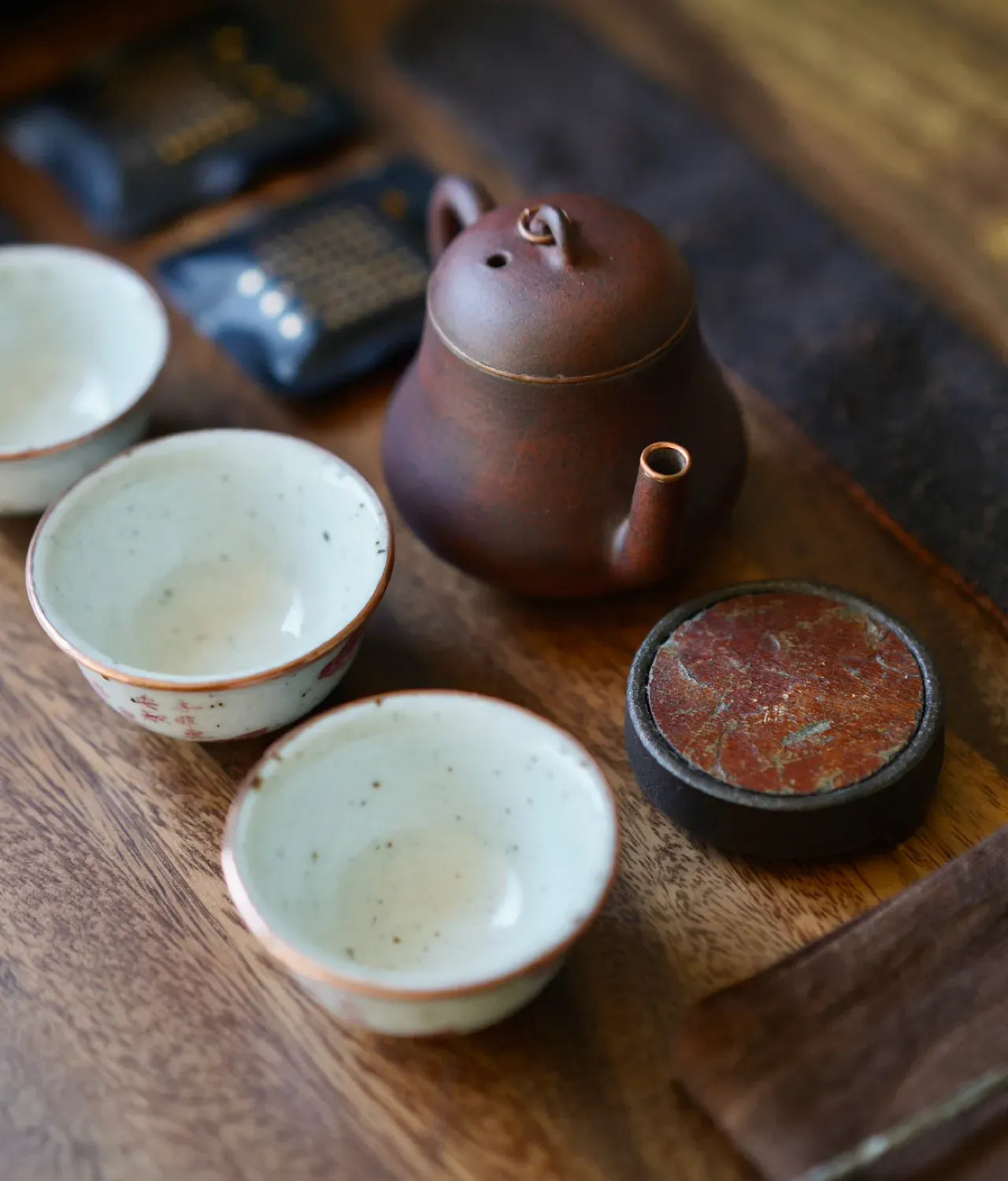 The Heritage Collection: Hand-Forged Copper & Jingdezhen Stoneware Travel Tea Set