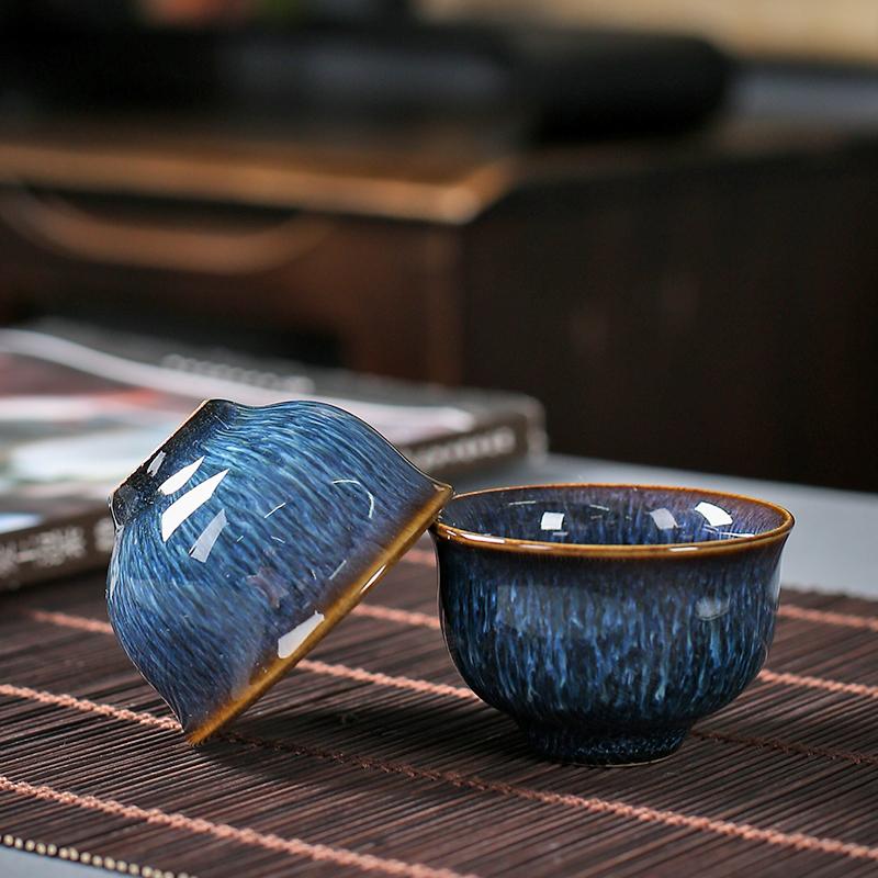 Starry Night Glazed Tea Cup – Handmade Ceramic Gongfu Cup
