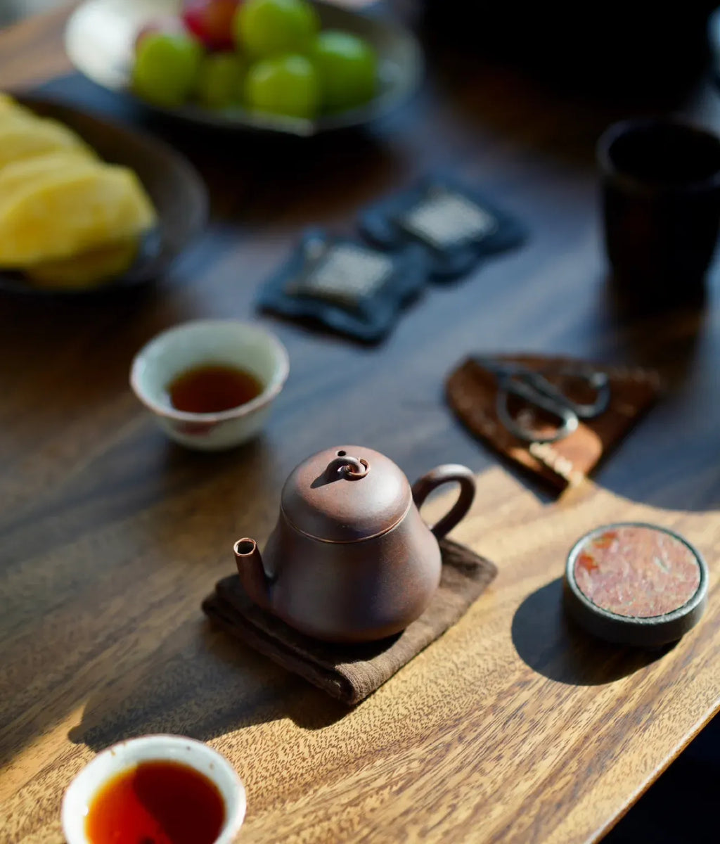The Heritage Collection: Hand-Forged Copper & Jingdezhen Stoneware Travel Tea Set