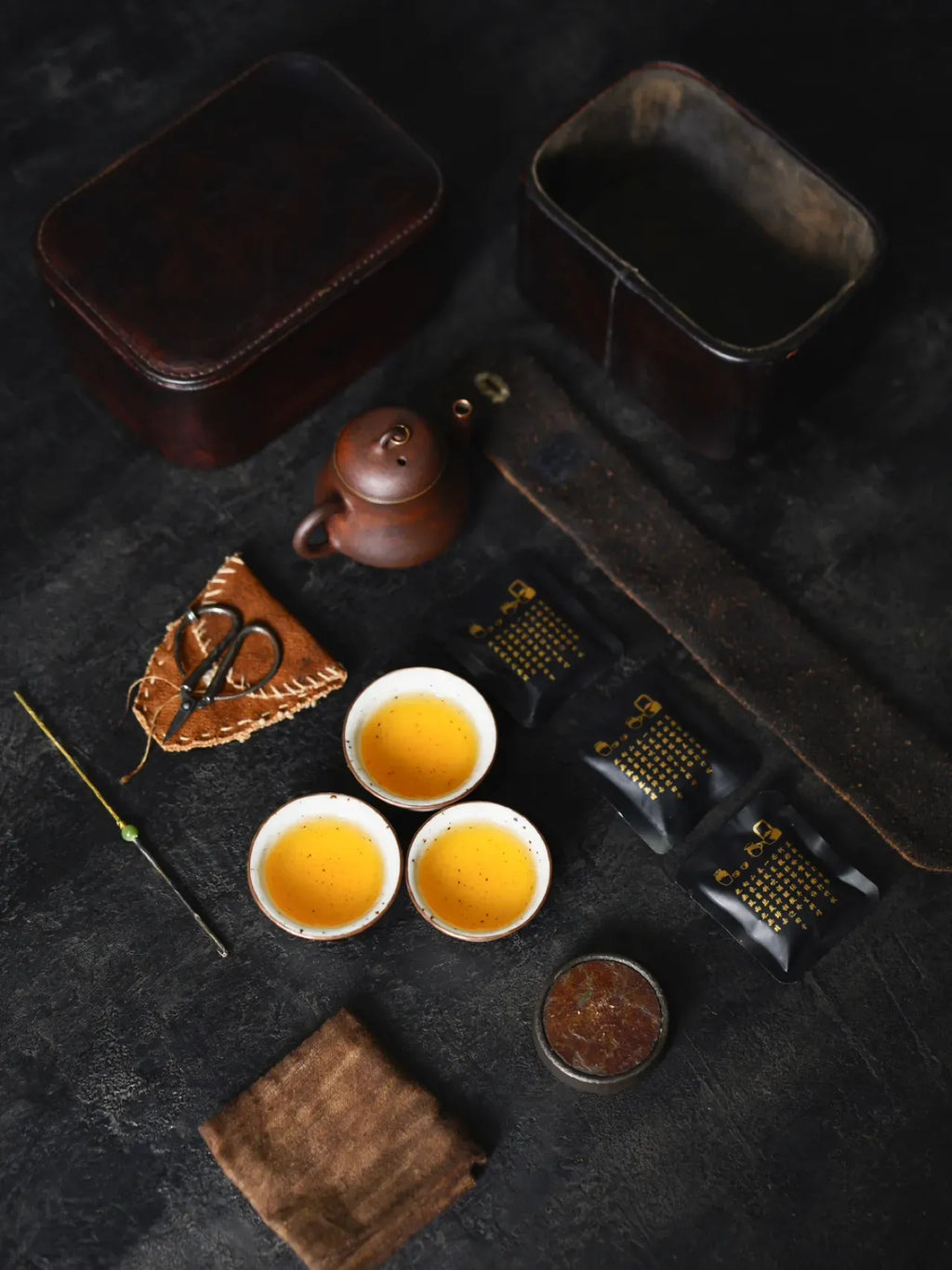 The Heritage Collection: Hand-Forged Copper & Jingdezhen Stoneware Travel Tea Set