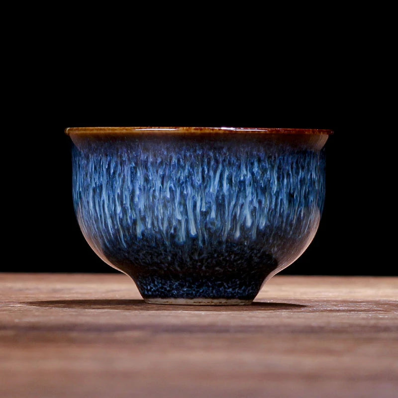 Starry Night Glazed Tea Cup – Handmade Ceramic Gongfu Cup