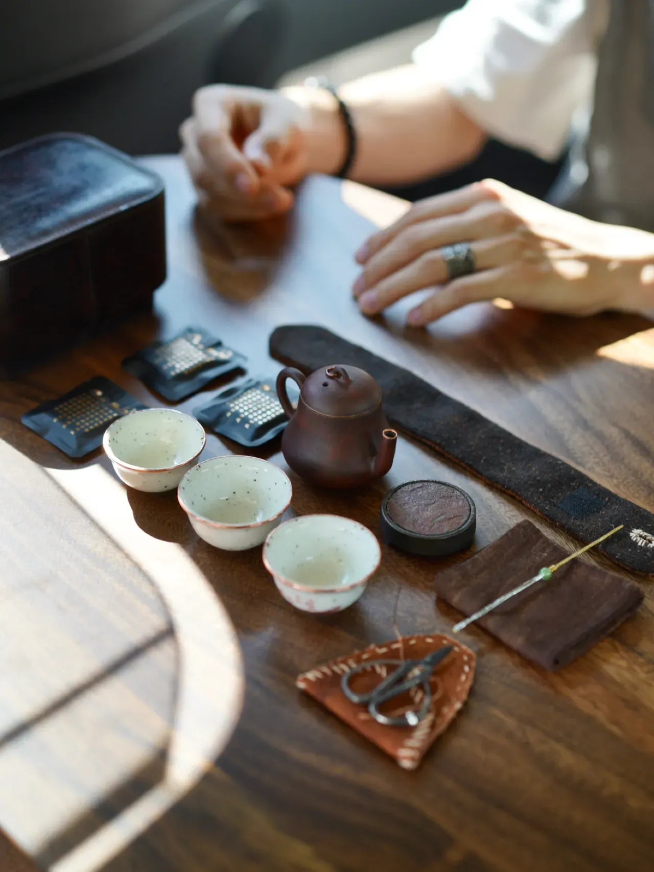 The Heritage Collection: Hand-Forged Copper & Jingdezhen Stoneware Travel Tea Set