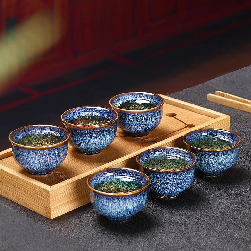Starry Night Glazed Tea Cup – Handmade Ceramic Gongfu Cup