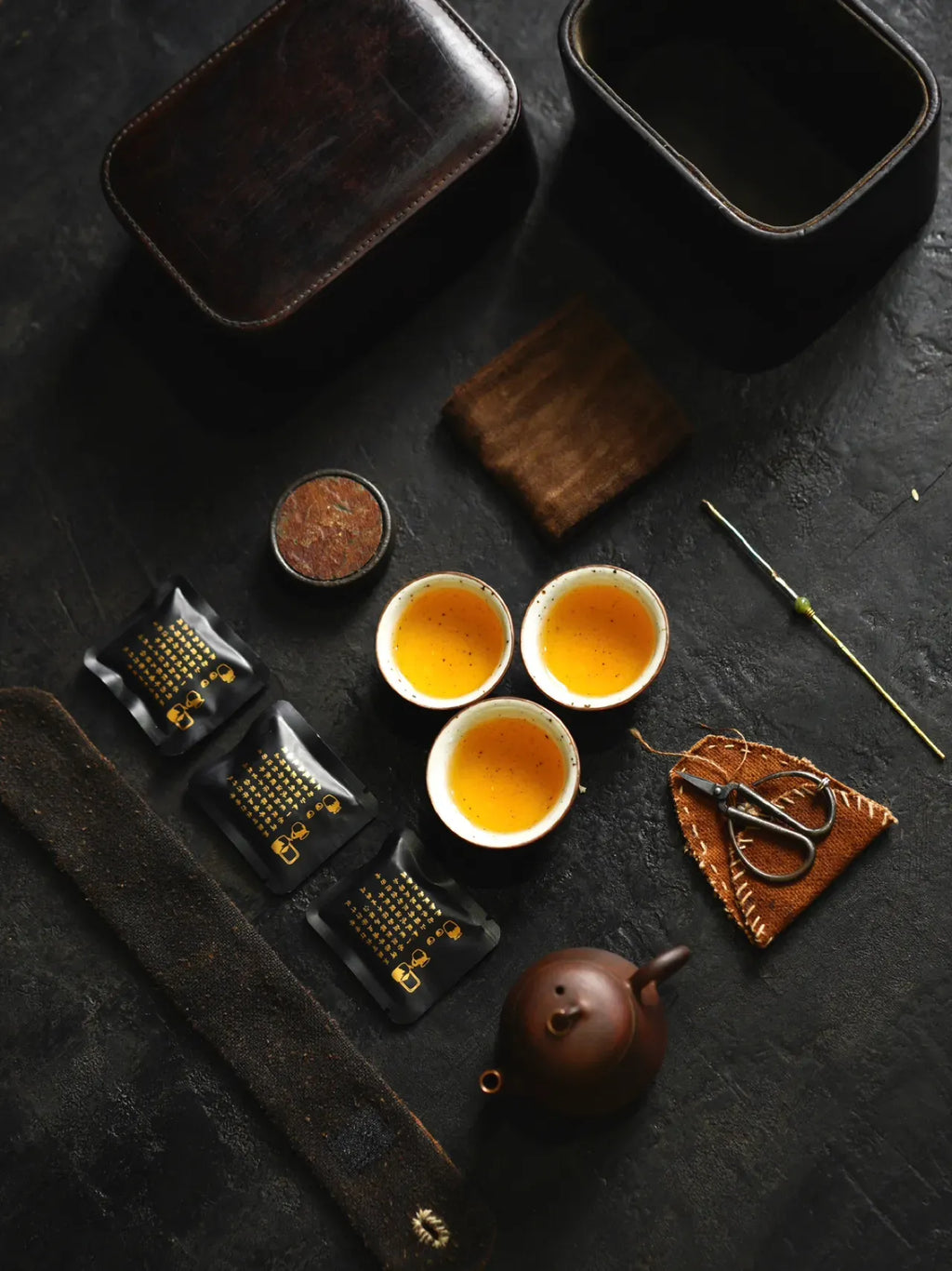 The Heritage Collection: Hand-Forged Copper & Jingdezhen Stoneware Travel Tea Set