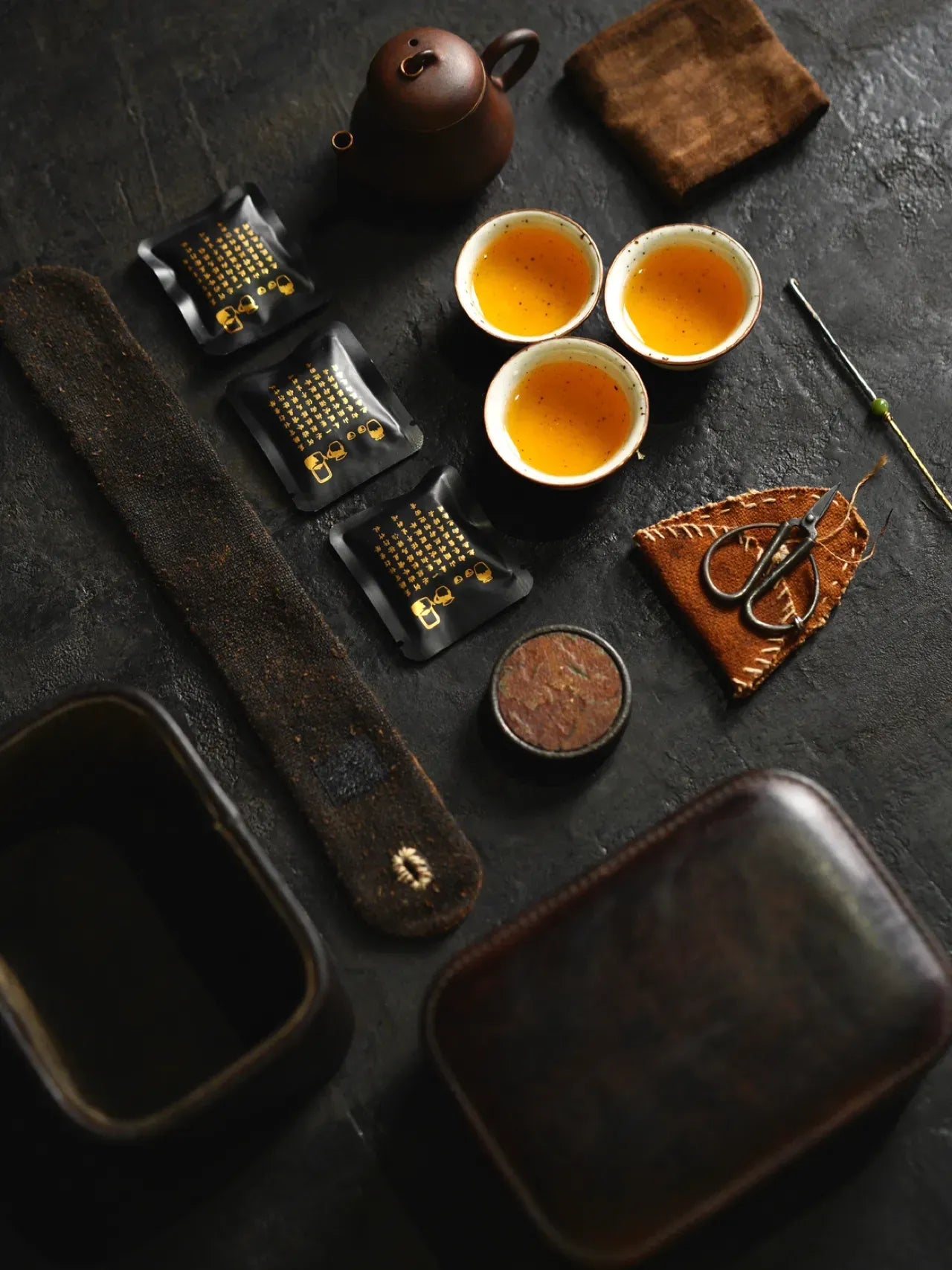 The Heritage Collection: Hand-Forged Copper & Jingdezhen Stoneware Travel Tea Set