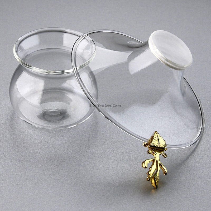 Glass Tea Strainer With Goldfish Handle