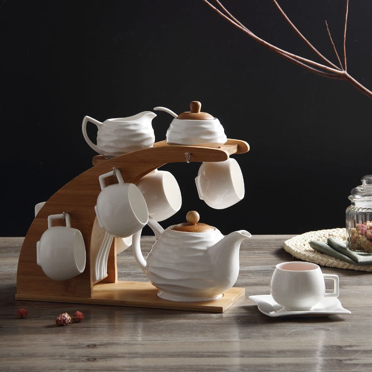 IKEA Bamboo Cup Rack Ceramic Modern Tea Set