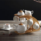 IKEA Bamboo Cup Rack Ceramic Modern Tea Set