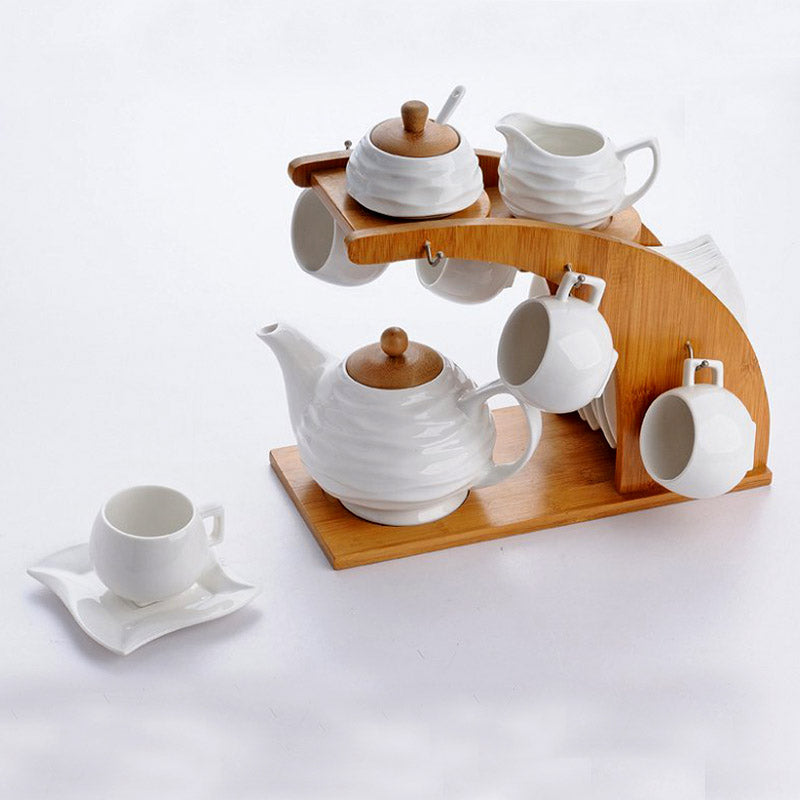 IKEA Bamboo Cup Rack Ceramic Modern Tea Set