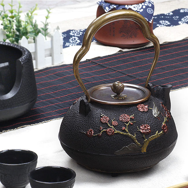 日本喜鹊梅铸铁茶壶