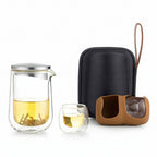 Double Wall Glass Travel Tea Set With Bag