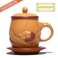 Yixing Purple Yellow Clay Fish & Dragon Tea Cup
